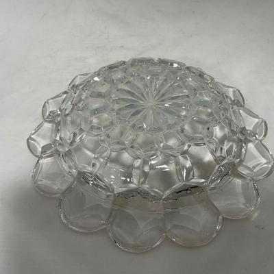 -110- Ruby Red & Clear Glass | Etched | Covered Butter Dish | Lidded Sugar & Creamer