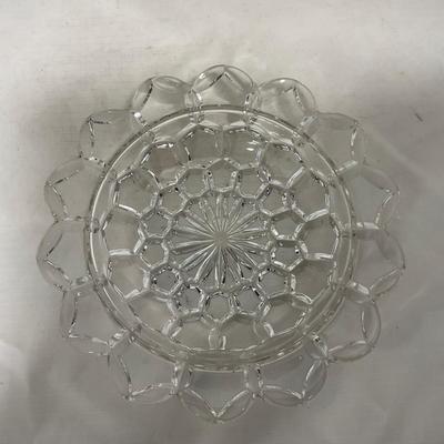 -110- Ruby Red & Clear Glass | Etched | Covered Butter Dish | Lidded Sugar & Creamer