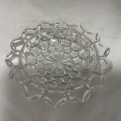 -110- Ruby Red & Clear Glass | Etched | Covered Butter Dish | Lidded Sugar & Creamer