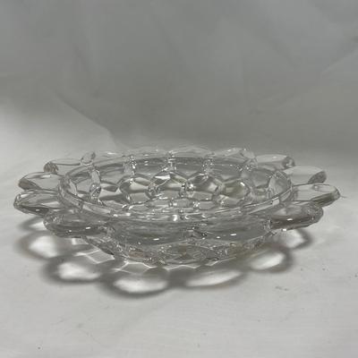 -110- Ruby Red & Clear Glass | Etched | Covered Butter Dish | Lidded Sugar & Creamer