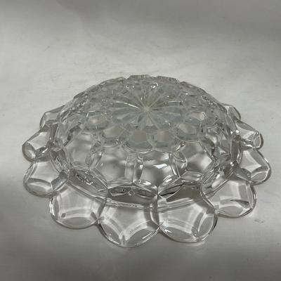 -110- Ruby Red & Clear Glass | Etched | Covered Butter Dish | Lidded Sugar & Creamer