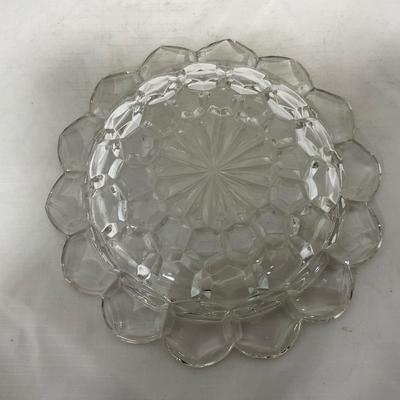 -110- Ruby Red & Clear Glass | Etched | Covered Butter Dish | Lidded Sugar & Creamer