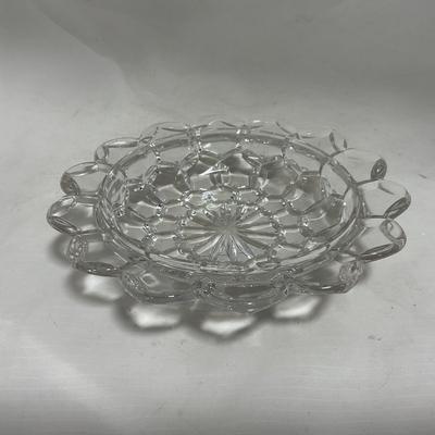 -110- Ruby Red & Clear Glass | Etched | Covered Butter Dish | Lidded Sugar & Creamer