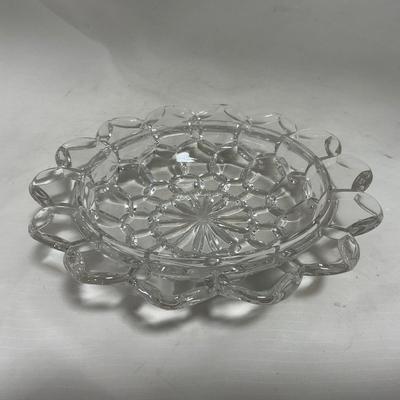 -110- Ruby Red & Clear Glass | Etched | Covered Butter Dish | Lidded Sugar & Creamer