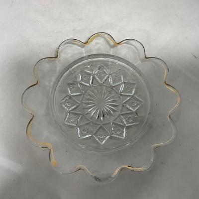 -111- Ruby Red Gold & Clear Glass | Covered Butter Dish | Lidded Jar | Jar