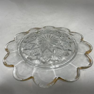 -111- Ruby Red Gold & Clear Glass | Covered Butter Dish | Lidded Jar | Jar
