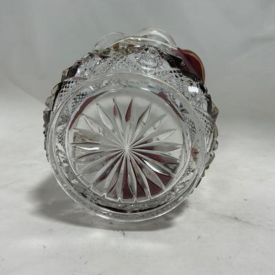 -111- Ruby Red Gold & Clear Glass | Covered Butter Dish | Lidded Jar | Jar