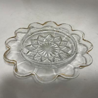 -111- Ruby Red Gold & Clear Glass | Covered Butter Dish | Lidded Jar | Jar