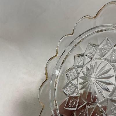 -111- Ruby Red Gold & Clear Glass | Covered Butter Dish | Lidded Jar | Jar