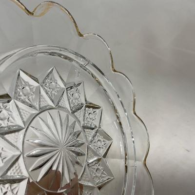 -111- Ruby Red Gold & Clear Glass | Covered Butter Dish | Lidded Jar | Jar