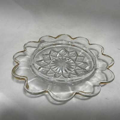 -111- Ruby Red Gold & Clear Glass | Covered Butter Dish | Lidded Jar | Jar