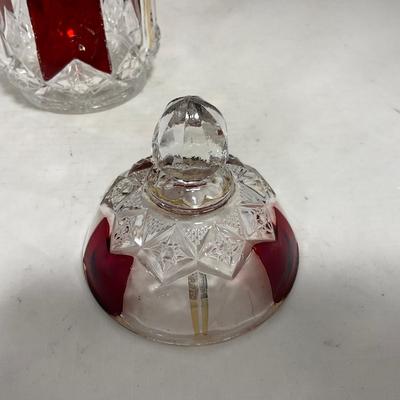 -111- Ruby Red Gold & Clear Glass | Covered Butter Dish | Lidded Jar | Jar