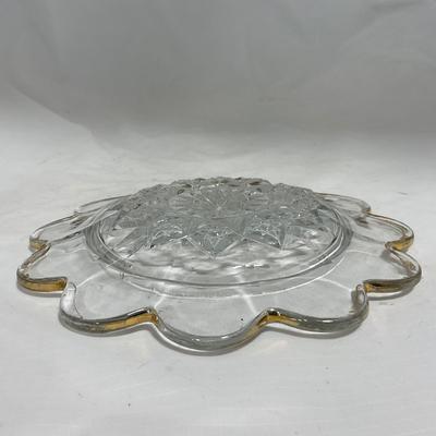 -111- Ruby Red Gold & Clear Glass | Covered Butter Dish | Lidded Jar | Jar