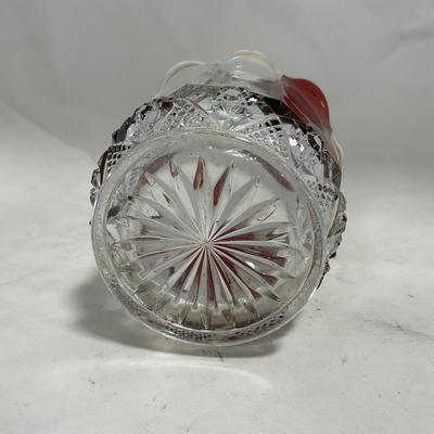 -111- Ruby Red Gold & Clear Glass | Covered Butter Dish | Lidded Jar | Jar