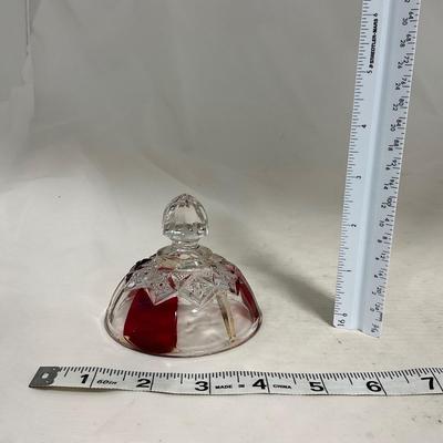 -111- Ruby Red Gold & Clear Glass | Covered Butter Dish | Lidded Jar | Jar