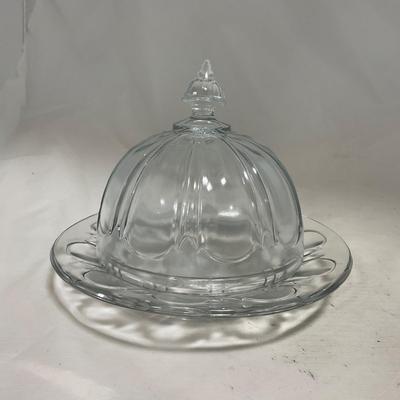 -112- Clear Glass | Covered Butter Dish