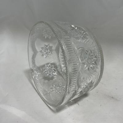 -113- Heavy Clear Glass | Intricate Design | Covered Butter Dish