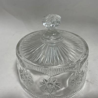 -113- Heavy Clear Glass | Intricate Design | Covered Butter Dish