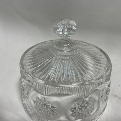 -113- Heavy Clear Glass | Intricate Design | Covered Butter Dish