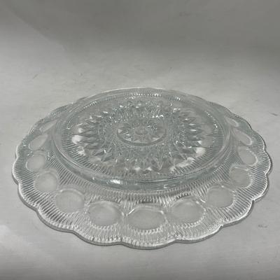 -113- Heavy Clear Glass | Intricate Design | Covered Butter Dish