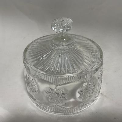 -113- Heavy Clear Glass | Intricate Design | Covered Butter Dish