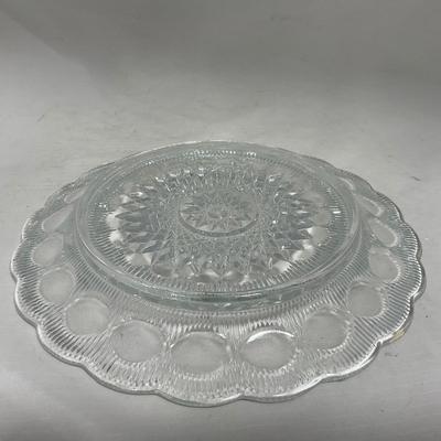 -113- Heavy Clear Glass | Intricate Design | Covered Butter Dish
