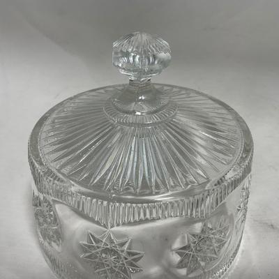 -113- Heavy Clear Glass | Intricate Design | Covered Butter Dish
