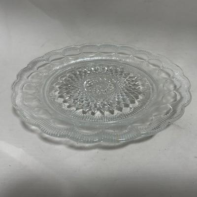 -113- Heavy Clear Glass | Intricate Design | Covered Butter Dish