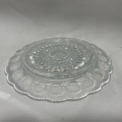 -113- Heavy Clear Glass | Intricate Design | Covered Butter Dish