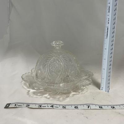 -114- Medium Sized | Clear Glass | Covered Butter Dish