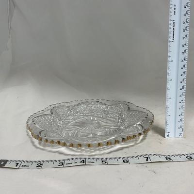 -116- Heavy Clear with Gold Accents | Covered Butter Dish | Lidded Jar | Jar | Creamer & Sugar