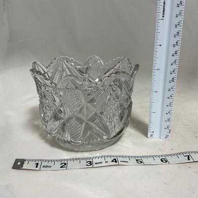 -116- Heavy Clear with Gold Accents | Covered Butter Dish | Lidded Jar | Jar | Creamer & Sugar