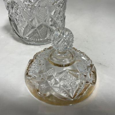 -116- Heavy Clear with Gold Accents | Covered Butter Dish | Lidded Jar | Jar | Creamer & Sugar