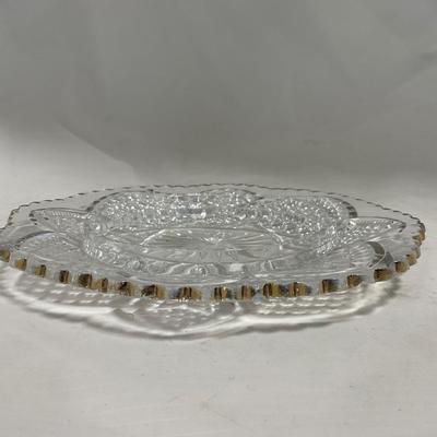 -116- Heavy Clear with Gold Accents | Covered Butter Dish | Lidded Jar | Jar | Creamer & Sugar