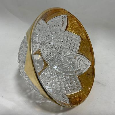 -116- Heavy Clear with Gold Accents | Covered Butter Dish | Lidded Jar | Jar | Creamer & Sugar