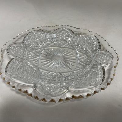 -116- Heavy Clear with Gold Accents | Covered Butter Dish | Lidded Jar | Jar | Creamer & Sugar