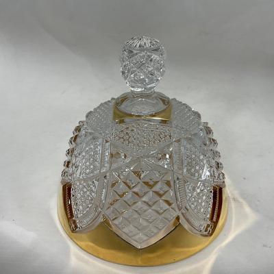 -116- Heavy Clear with Gold Accents | Covered Butter Dish | Lidded Jar | Jar | Creamer & Sugar