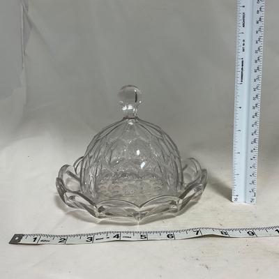 -118- Clear Glass | Covered Butter Dish