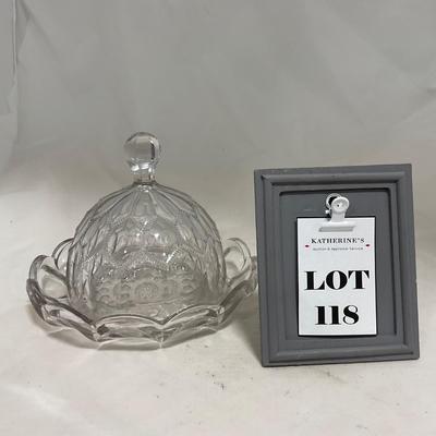 -118- Clear Glass | Covered Butter Dish