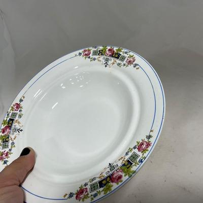 -119- White with Floral Designs | Insert | Marked | Covered Butter Dish