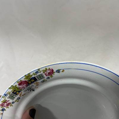 -119- White with Floral Designs | Insert | Marked | Covered Butter Dish