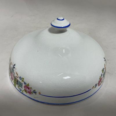 -119- White with Floral Designs | Insert | Marked | Covered Butter Dish