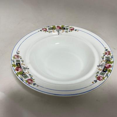 -119- White with Floral Designs | Insert | Marked | Covered Butter Dish
