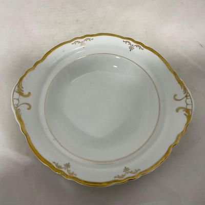 -120- White with Gold Accents | Insert | Marked | Covered Butter Dish