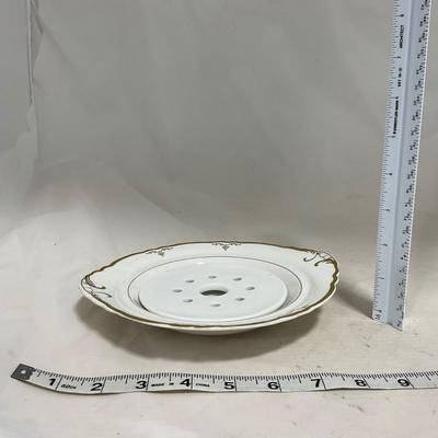 -120- White with Gold Accents | Insert | Marked | Covered Butter Dish