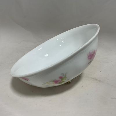 -121- White & Floral | Marked | Covered Butter Dish