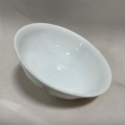 -121- White & Floral | Marked | Covered Butter Dish