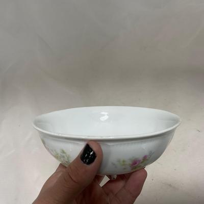 -121- White & Floral | Marked | Covered Butter Dish