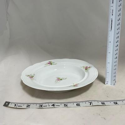 -121- White & Floral | Marked | Covered Butter Dish