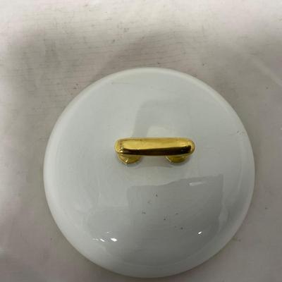 -122- White & Gold Accent | Insert | Marked | Covered Butter Dish